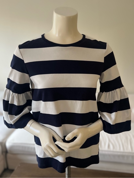 Ralph Lauren Tops - Lauren Ralph Lauren Navy & White Striped Trumpet Sleeve Top Size Small